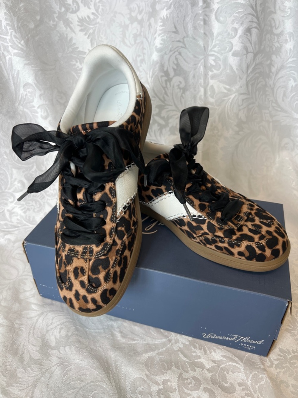 Leopard Print Women’s Sneakers with White Accent - Sz 9.5